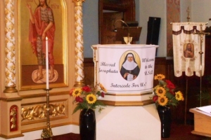 Blessed Josaphata icon with relic visits St. John the Baptist in Syracuse, NY