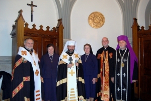 Sr. Kathleen Hutsko, Provincial Superior and Sr. Michele during the visitation of His Beatitude Svia
